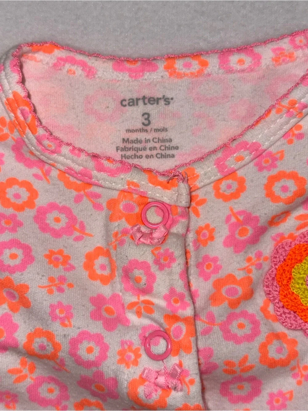 Bundle of 2 Carter's Baby One-Piece Sleepers - Size 3 months GUC